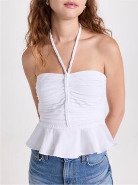 Veronica Beard Arienne Halter Top White Size 12 NWT New